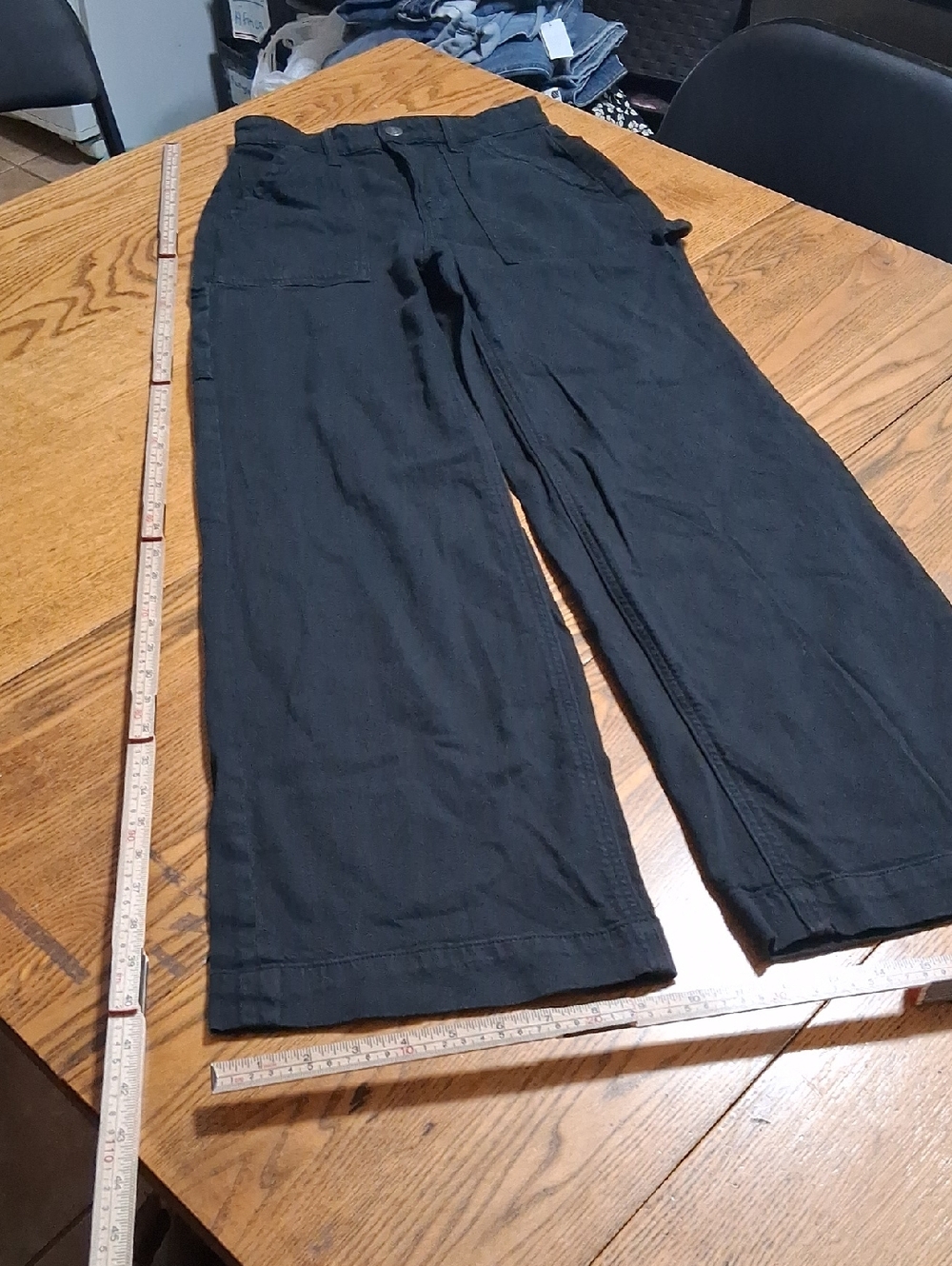 AMERICAN EAGLE Jeans Womens BLACK 00 SUPER HIGH RISE BAGGY WIDE LEG Used STRETCH